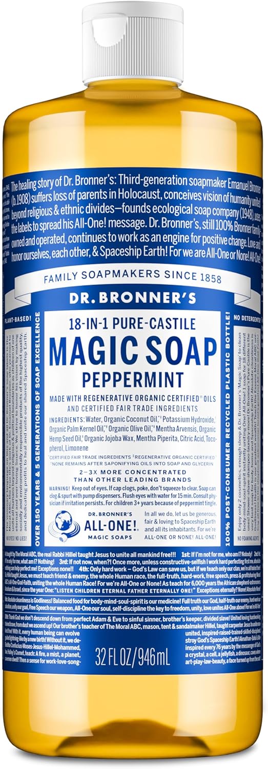 Dr. Bronner’s Pure-Castile Liquid Soap - Peppermint (32 oz) (946mL)