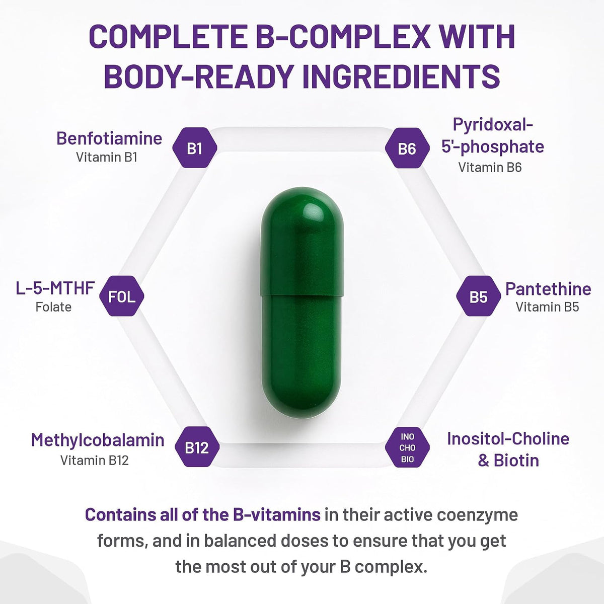 Detailed high-resolution macro shot showcasing clean chlorophyll-infused green capsules of AOR Activated B Complex to illustrate purity.