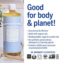 Dr. Bronner’s Pure-Castile Liquid Soap - Baby Unscented (32 oz) (946mL)