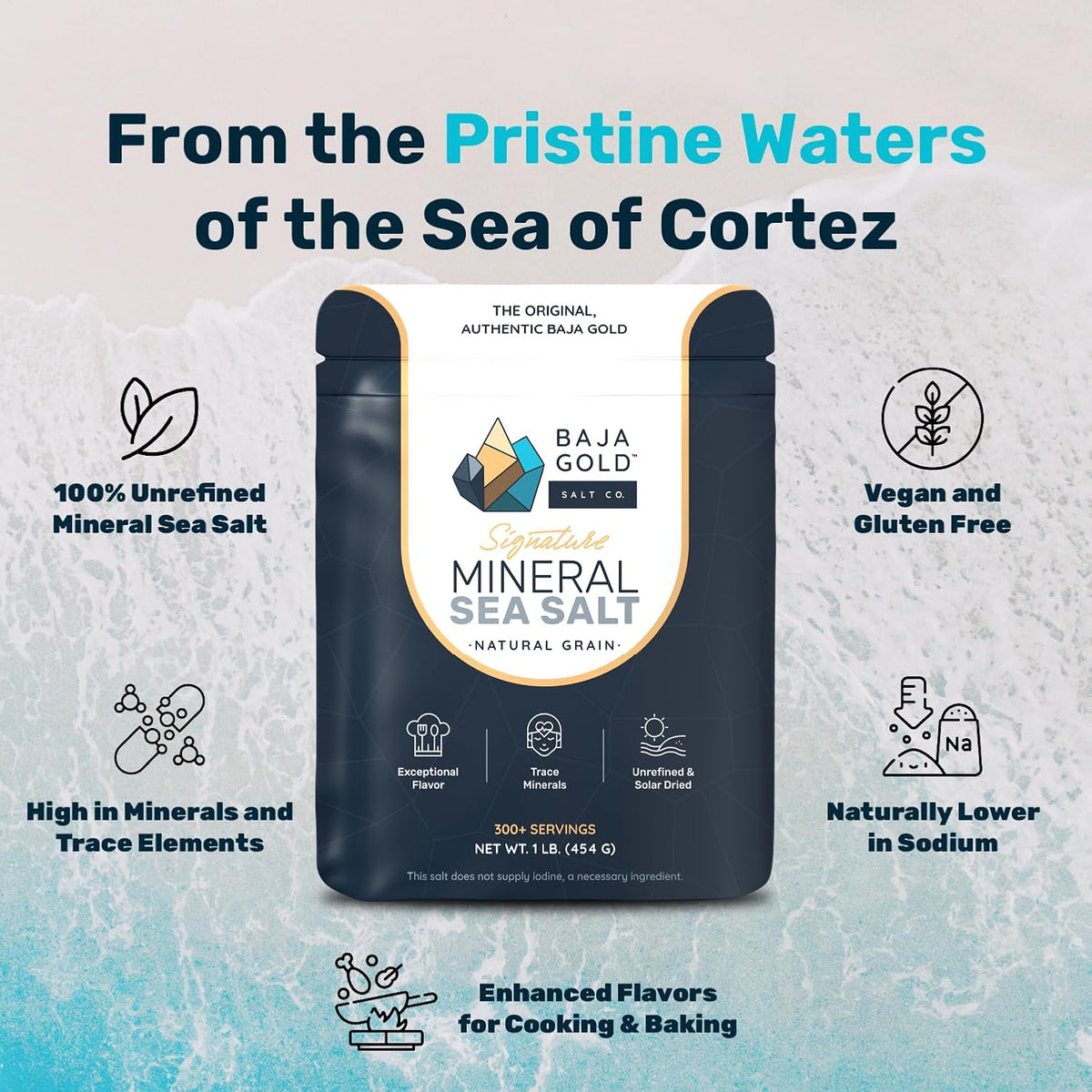 Baja Gold Signature Mineral Sea Salt – Natural Grain Crystals