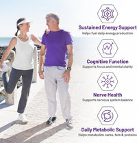Professional setting showing a focused professional taking an AOR Activated B Complex capsule to maintain cognitive clarity and energy