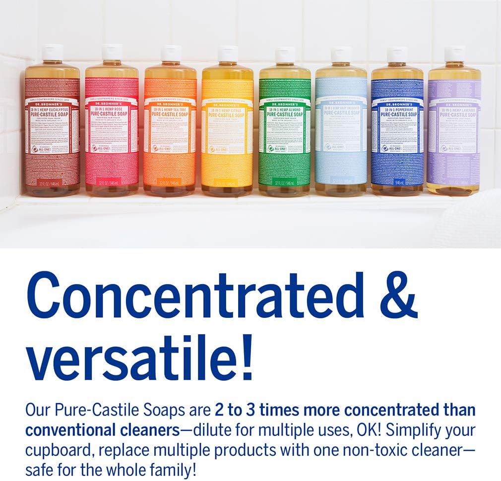 Dr. Bronner’s Pure-Castile Liquid Soap - Baby Unscented (32 oz) (946mL)