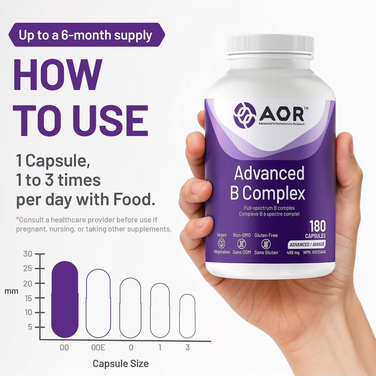Professional setting showing a focused professional taking an AOR Activated B Complex capsule to maintain cognitive clarity and energy