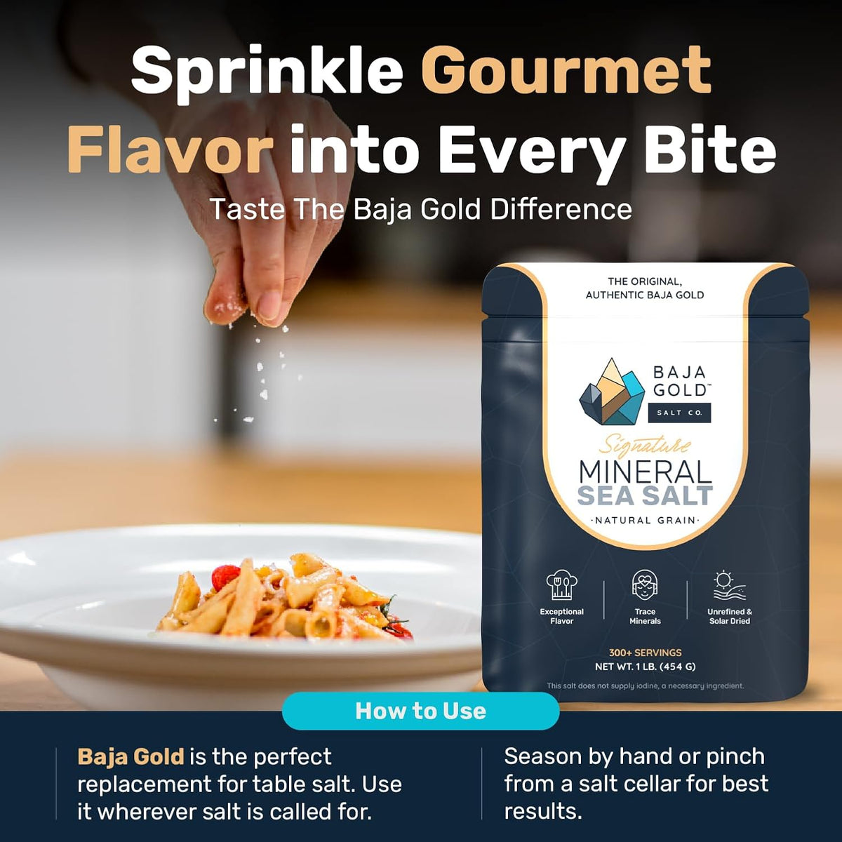 Baja Gold mineral sea salt finishing roasted vegetables