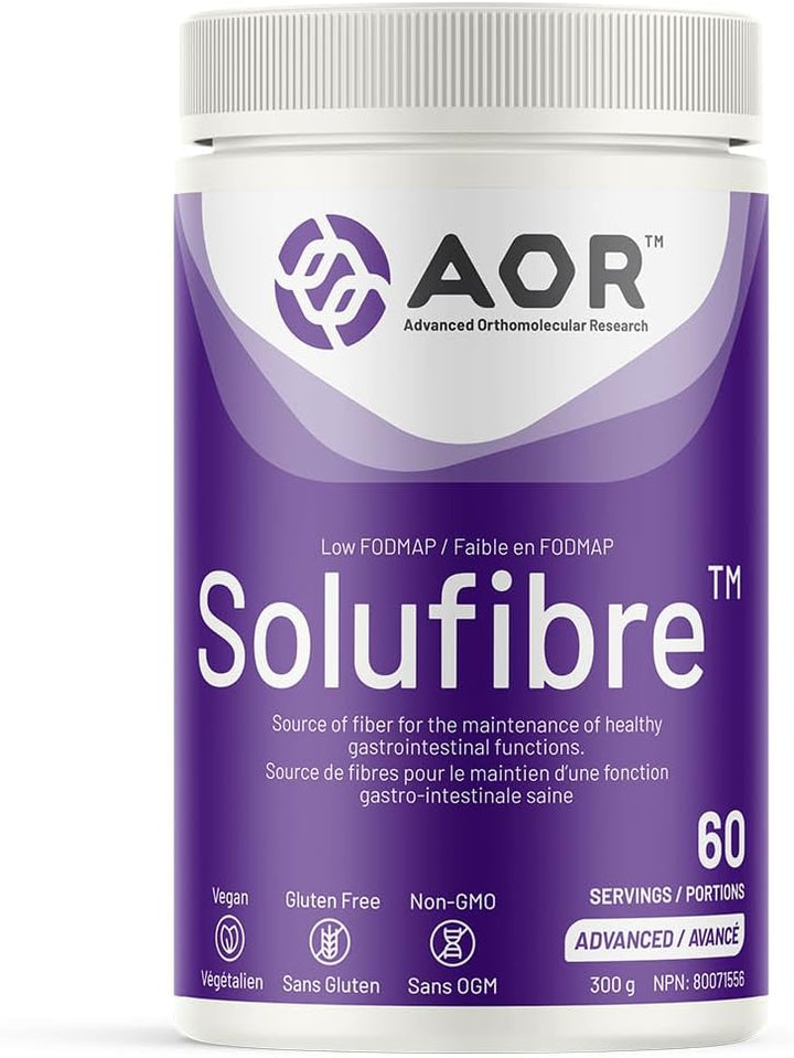 AOR Solufibre soluble fibre powder, front of the 300 g single-ingredient Sunfiber pack