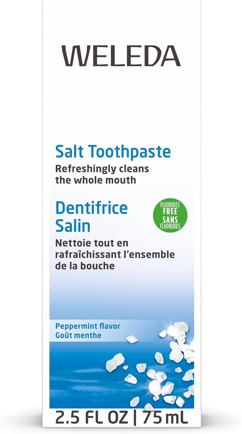 Salt toothpaste tube, 75ml, flavoured with peppermint essential oil and made without surfactants