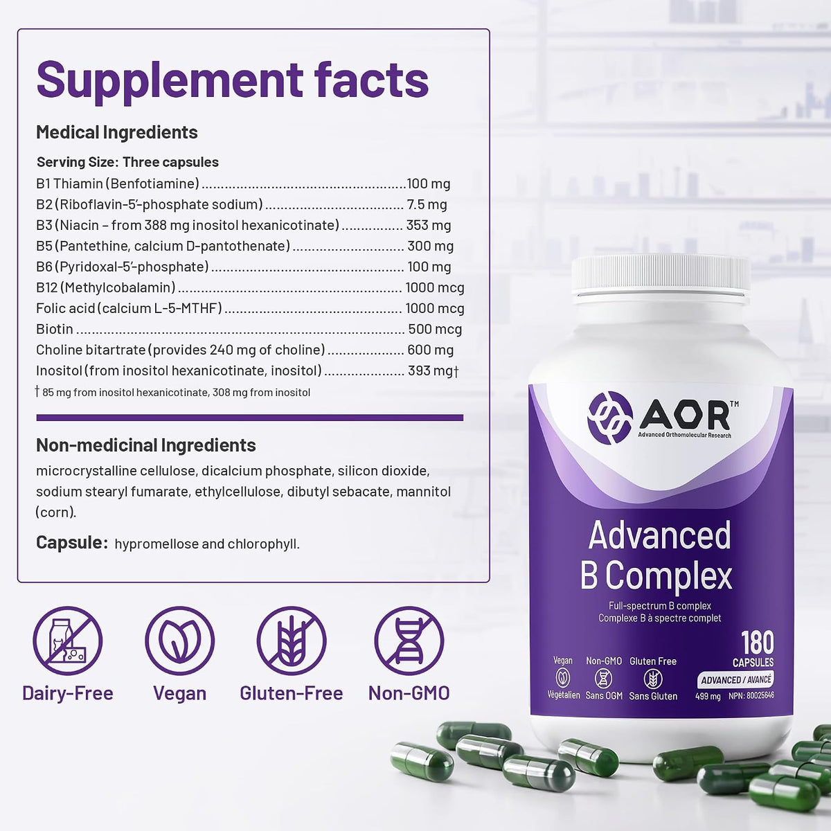 Professional setting showing a focused professional taking an AOR Activated B Complex capsule to maintain cognitive clarity and energy