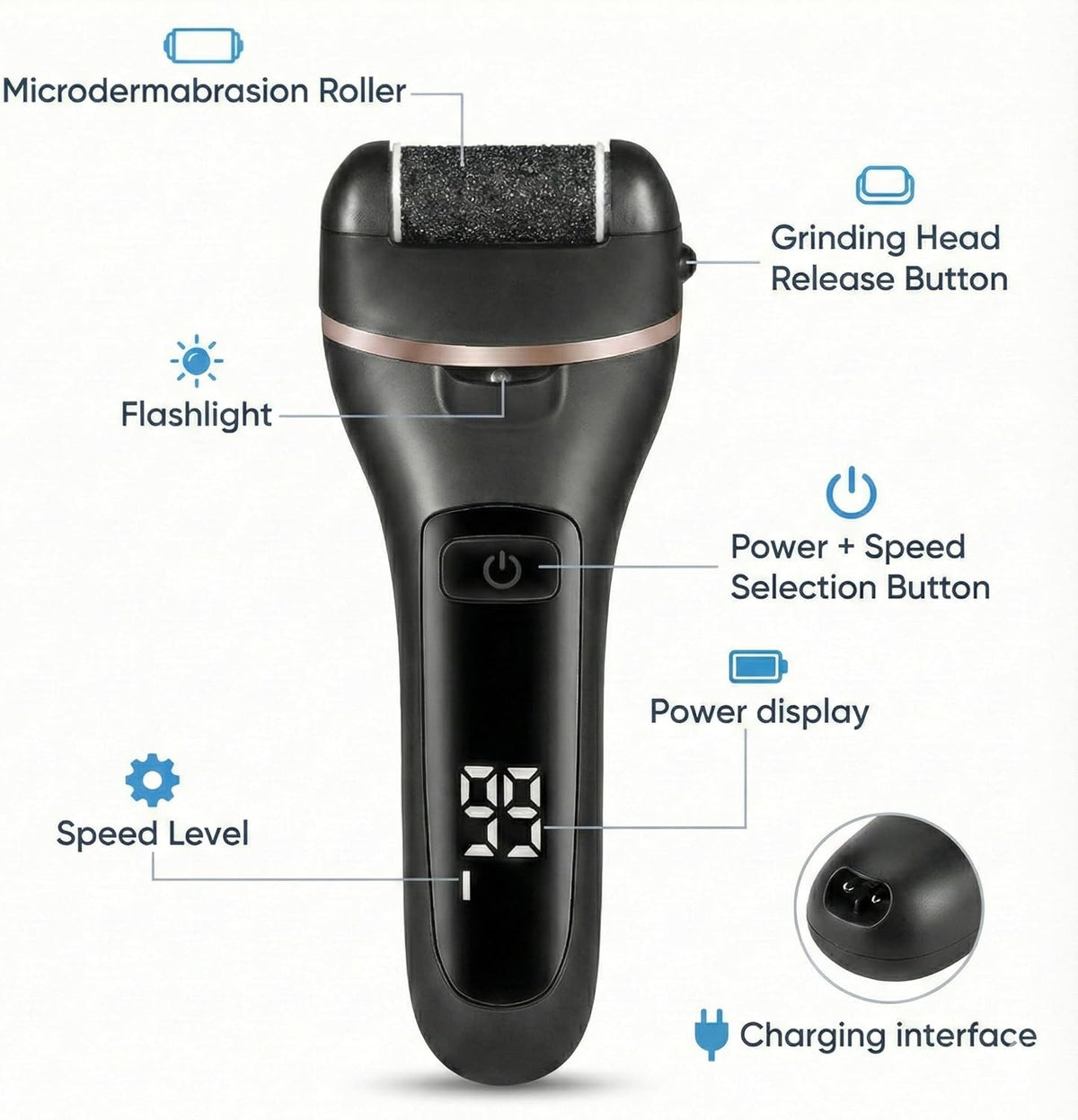18 Piece Electric Foot Callus Remover Kit