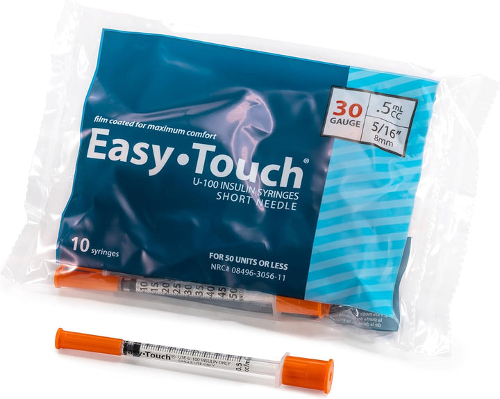 Gauge and needle length for this syringe, 30 gauge and 8mm (5/16 in) [NEEDS FACT: image 10 shot not supplied]