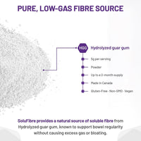 Back of the Solufibre pack showing the 300 g net weight and the ingredient line