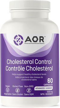 AOR Cholesterol Control bottle of 60 vegetarian capsules, 500 mg bergamot fruit extract per capsule