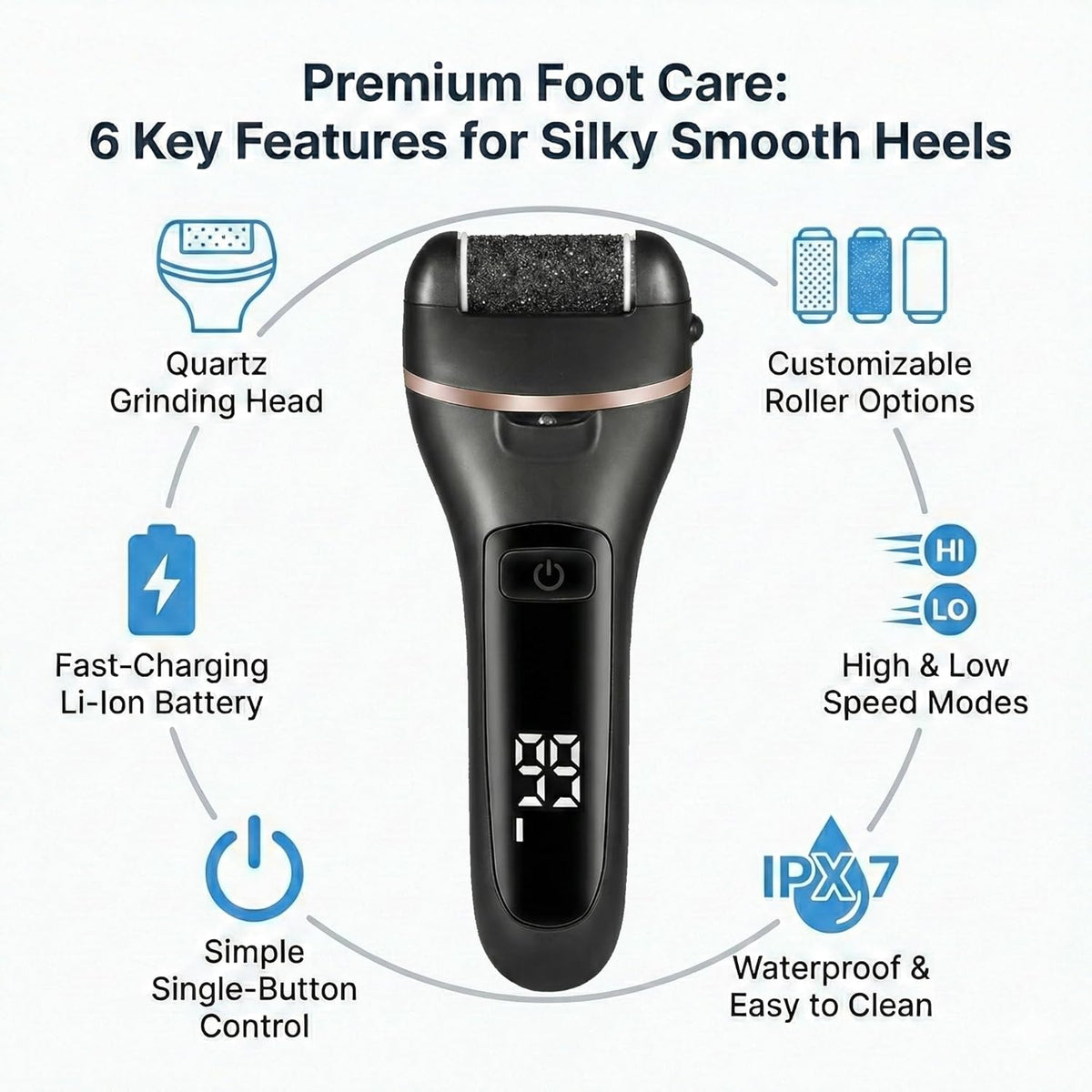 18 Piece Electric Foot Callus Remover Kit