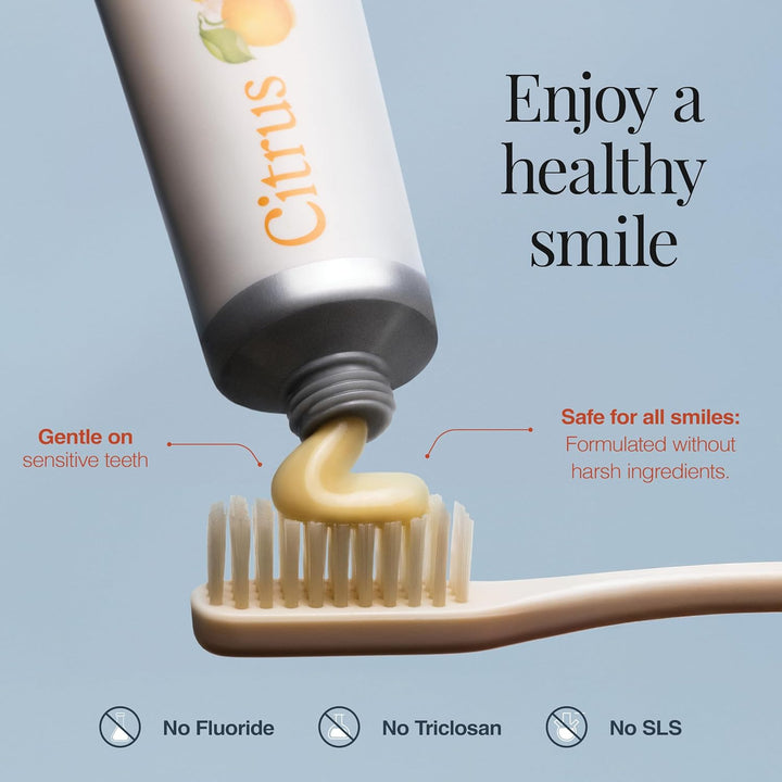 Revitin Natural Toothpaste – Citrus Flavor, 3.4oz (96g) Tube | Fluoride-Free, SLS-Free, Prebiotic Oral Care - Pack of 2