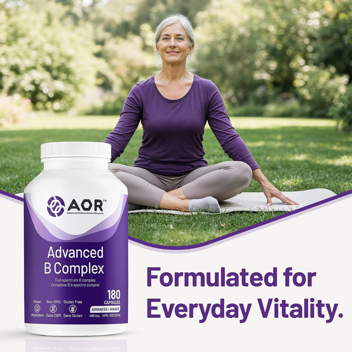 Professional setting showing a focused professional taking an AOR Activated B Complex capsule to maintain cognitive clarity and energy