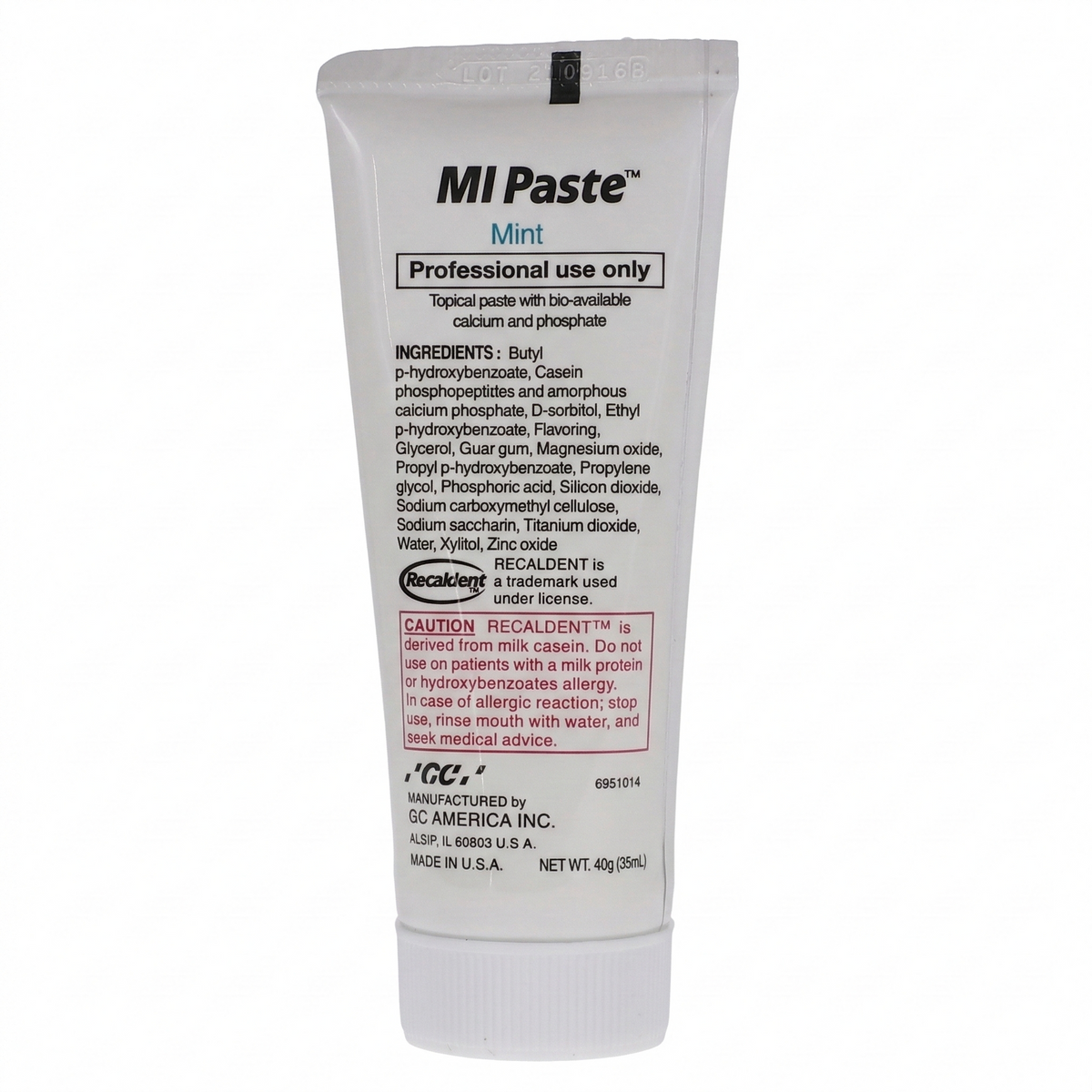GC MI Paste – Topical Remineralizing Tooth Crème (Fluoride-Free) - 35mL (40g)