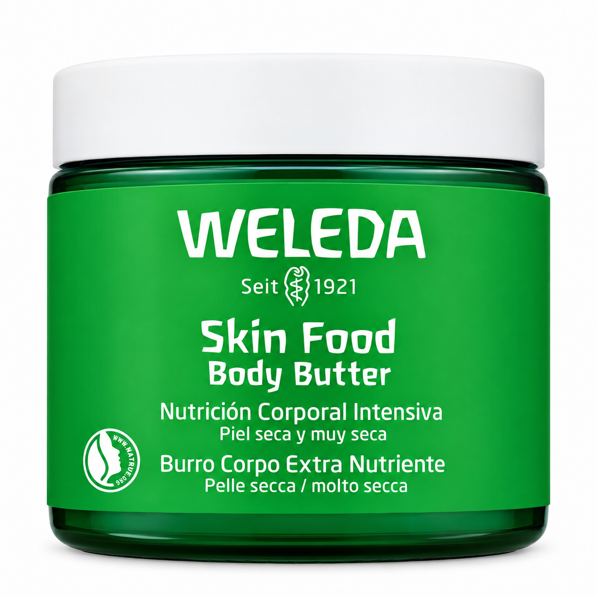 Weleda Skin Food Body Butter, 5 fl oz jar of whipped moisturizer with the front label shown