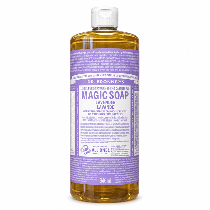 Label detail naming the certified fair trade ingredients and the organic plant oils