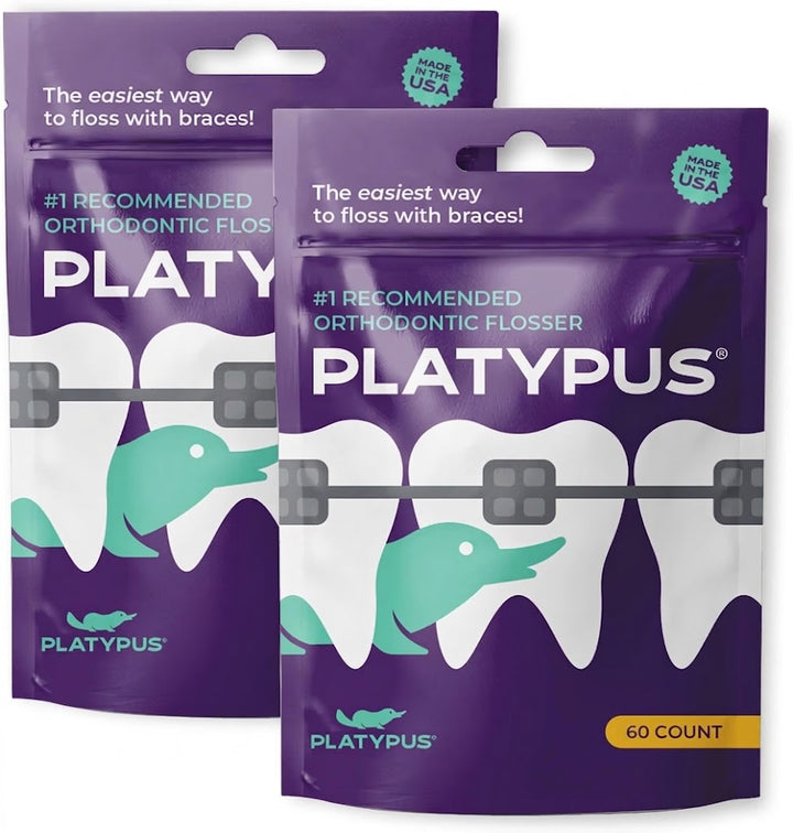 Platypus Ortho Flossers for Braces - Pre-Threaded Orthodontic Flosser Picks, 30 Count