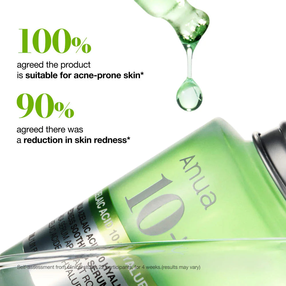 Anua Azelaic Acid 10% + Hyaluron Redness Soothing Serum — 30ml | Korean Skincare for Sensitive, Acne-Prone Skin